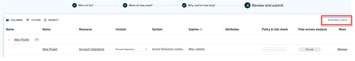 Run policy check shown as a button after the redesign